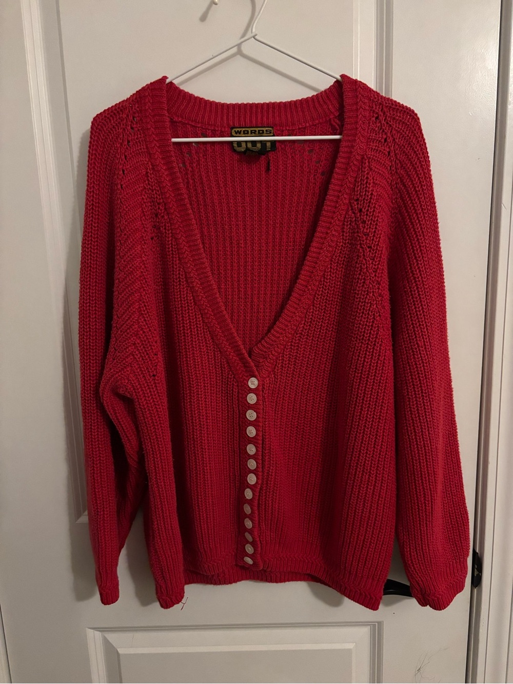 Vintage Bright Red V-Neck Button-Front Cardigan